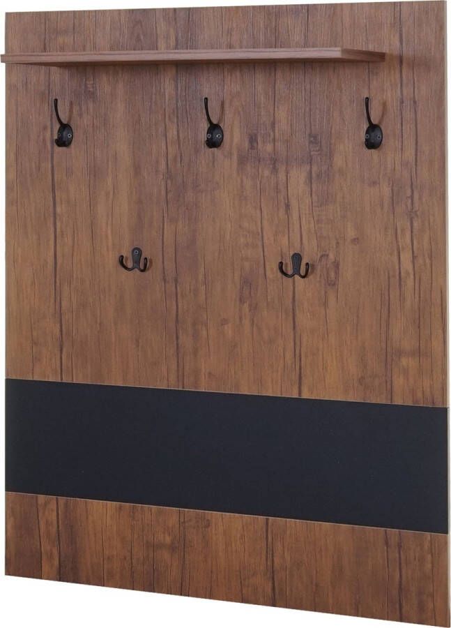 MCW Wandkapstok -A27 kapstokpaneel 5 haken 100x80cm 3D structuur wildeiken look