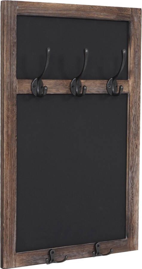 MCW Wandkapstok -C51 wandkapstok krijtbord 5 haken 55x34cm ~ bruin shabby