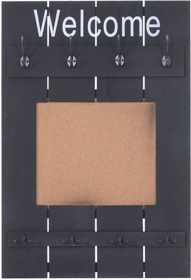 MCW Wandkapstok -C89 met prikbord kapstokpaneel shabby look vintage 8 haken 91x60cm ~ donkergrijs shabby - Foto 2