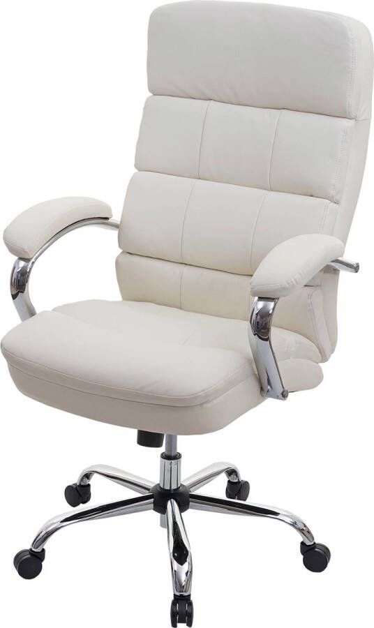 MCW XXL bureaustoel -H95 bureaustoel directiestoel 220kg belastbare veerkern kunstleer ~ crème-beige