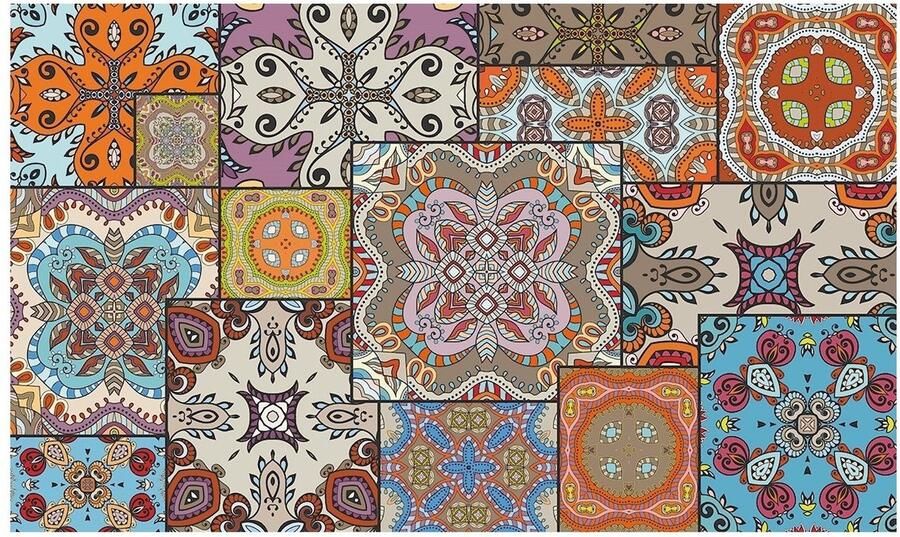 MD-Entree Design mat Universal Fancy Quilt Vloerkleed Met antislip Machine wasbaar- Vocht absorberend Hoge dichtheid 600gr m2 67 x 120 cm