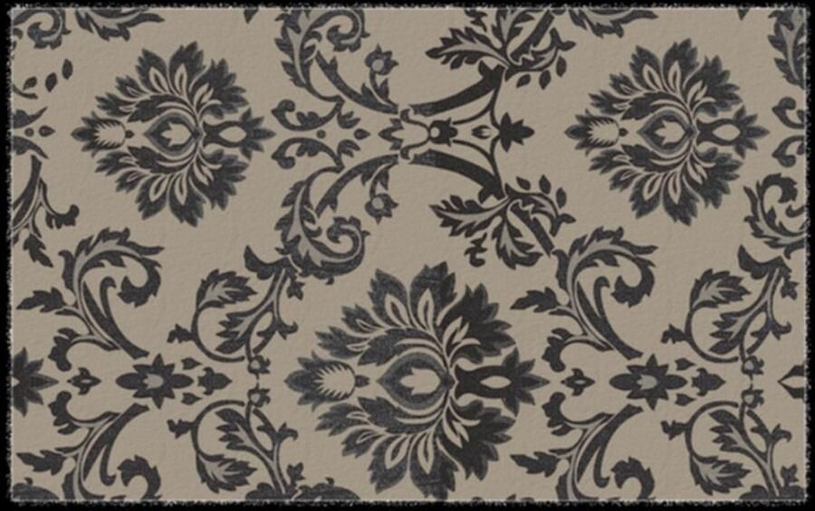 MD-Entree Deurmat Schoonloopmat – Soft&Design- 55 x 90 cm – Ornament Grijs – Vloerkleed – Met antislip Machine wasbaar Vocht absorberend Hoge dichtheid 600gr m2