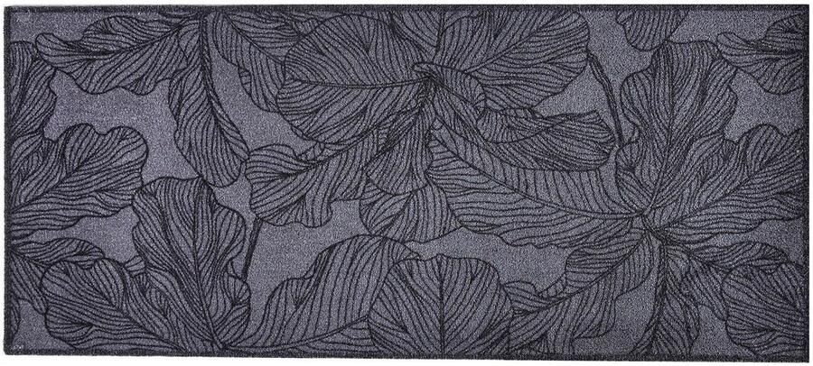 MD-Entree Keukenloper Keukenmat Vloerkleed Antislip Machinewasbaar Absorberend Universal Flora 67 x 150 cm Antraciet