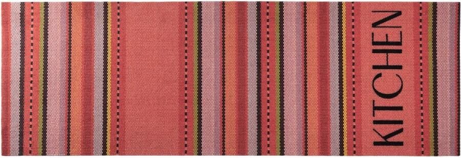 MD-Entree Keukenloper Keukenmat Vloerkleed Antislip Machinewasbaar Absorberend Cook & Wash Woven Stripes Red 50 x 150 cm