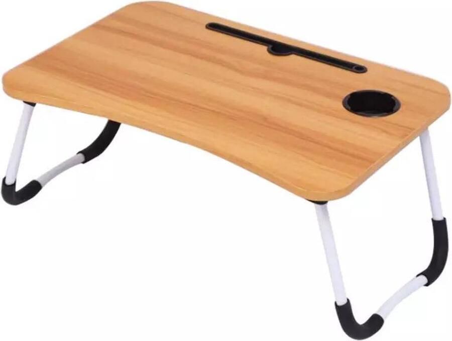 MD-goods D-goods Laptop standaard – Laptoptafel – Laptop stand – Bedtafel Monitor verhoger – Monitor standaard Hoogwaardig MDF hout – Inklapbare antislip poten 60x40x28 cm
