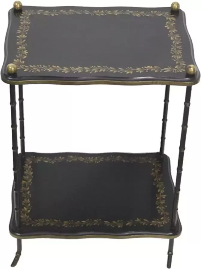 MEA Bijzettafel zwart met goudkleurige rand 46x35 5x62 5cm