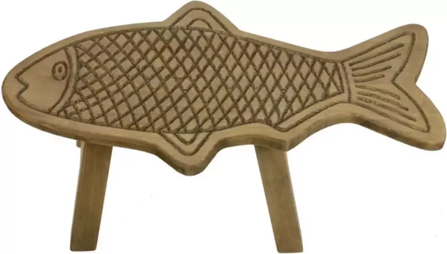 MEA Krukje Vis hout grijs 46x24x19cm