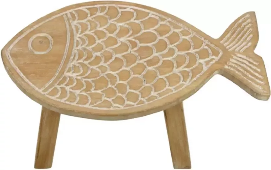 MEA Krukje Vis hout wit 38 5x21 5x19cm