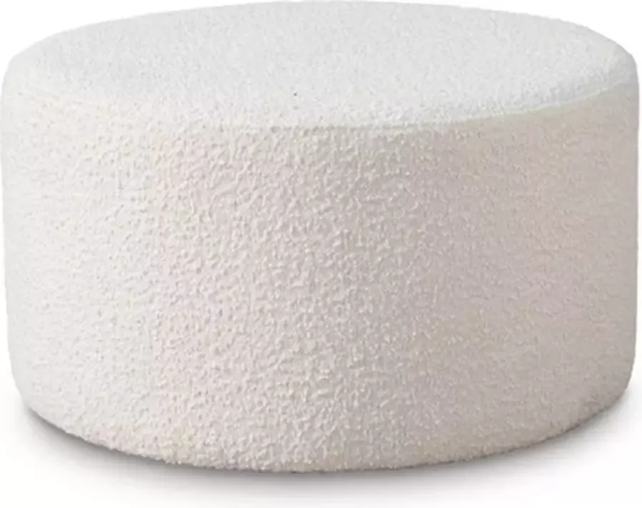 Mebel6 Poef Rose Bouclé Teddy stof Schapenvacht Gebroken wit