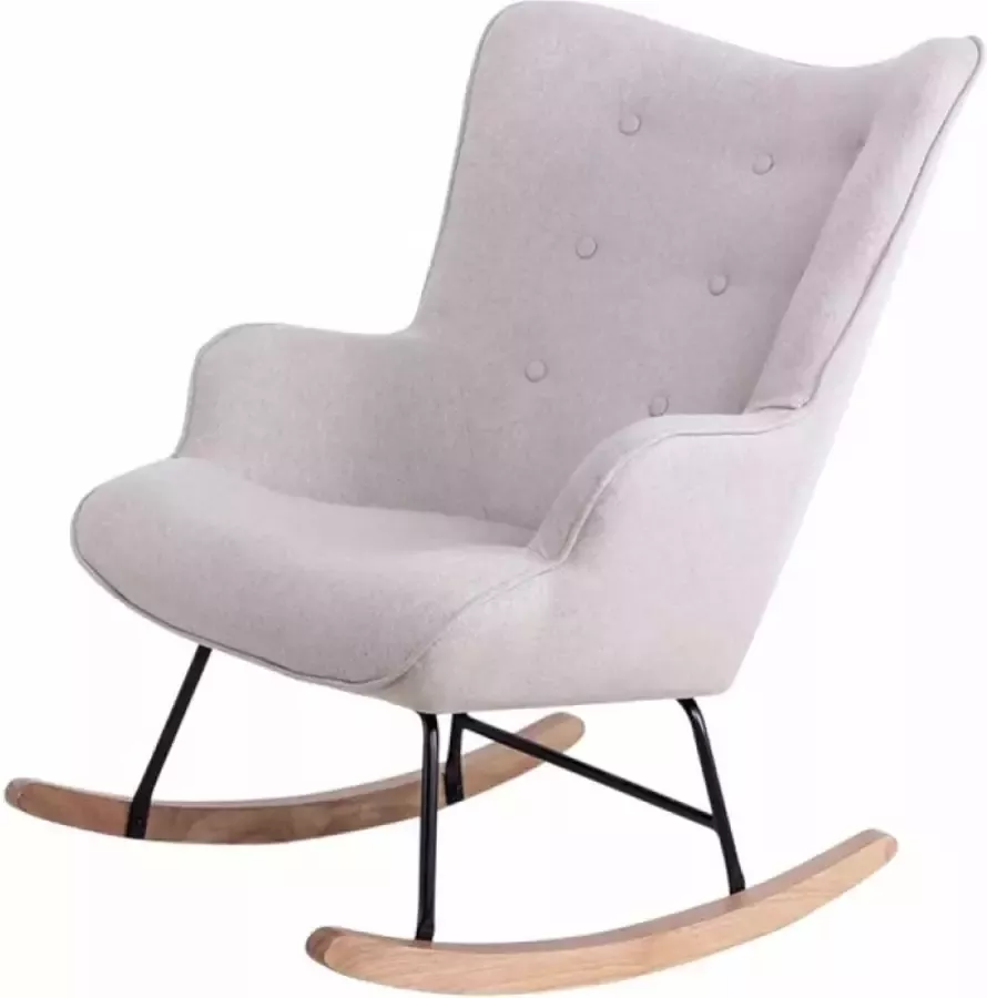 Mebel6 schommelstoel Fleur Fauteuil Stof Beige Houten poten