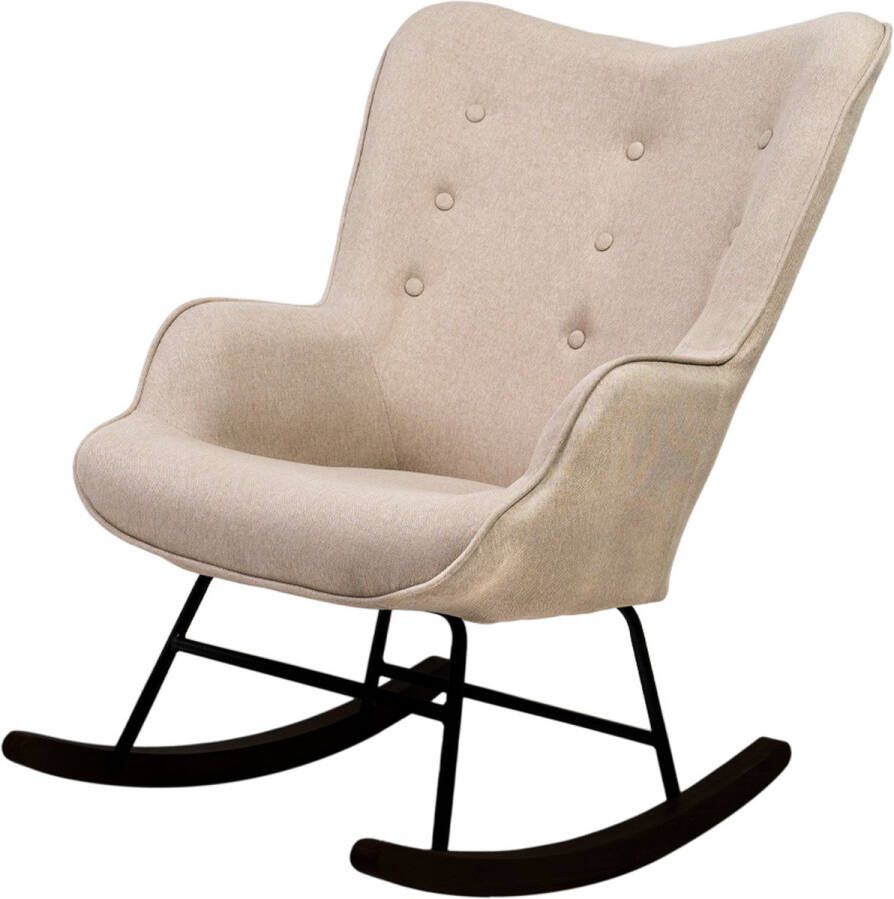 Mebel6 Schommelstoel Fleur Fauteuil Stof Beige Zwarte poten