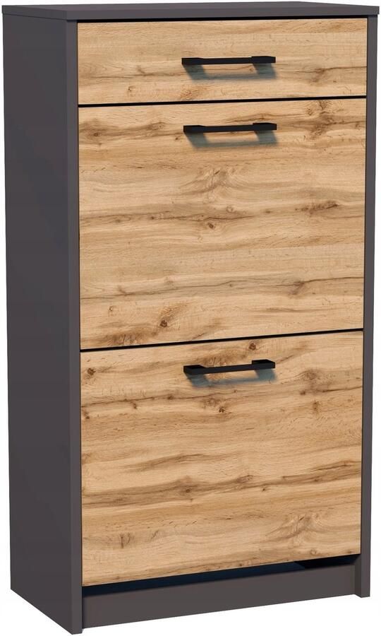 Meble Bestseller Schoenenkast 2D1S GRAPHITE-WOTAN met lade dressoir ROB