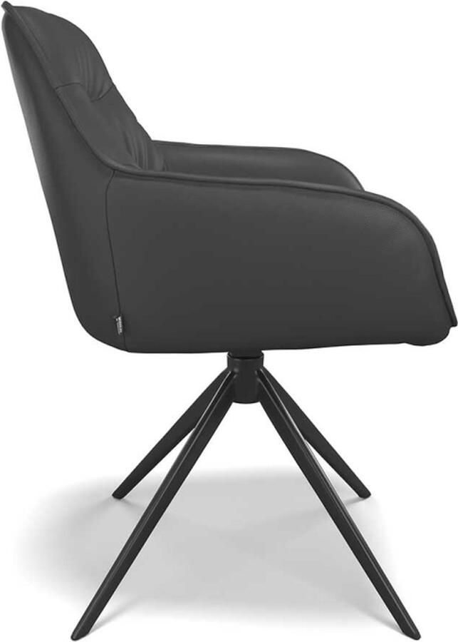 Medal kuipstoel Cona luxe uitvoering zwart leder confortabel draaibaar modern