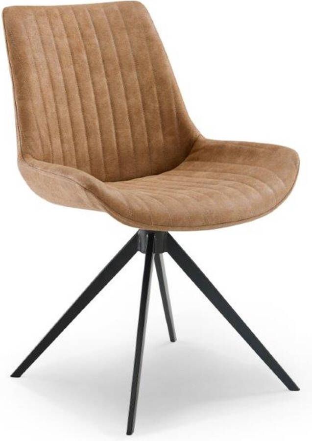 Medalounger Eetkamerstoel draaibaar cognac microfiber