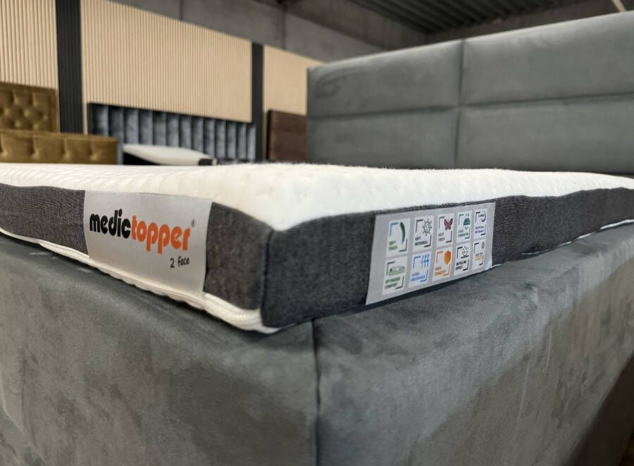 MatexBedding Medic Topper 2face Premium Ultimate 80x200x8 Orthopedisch dekmatras tegen rugklachten Optimale ondersteuning voor je hele lichaam Tweezijdig: stevig (afkoelend) of zacht (verwarmend) afritsbare zijdezachte hoes biokatoen matrasbeschermer - Foto 2