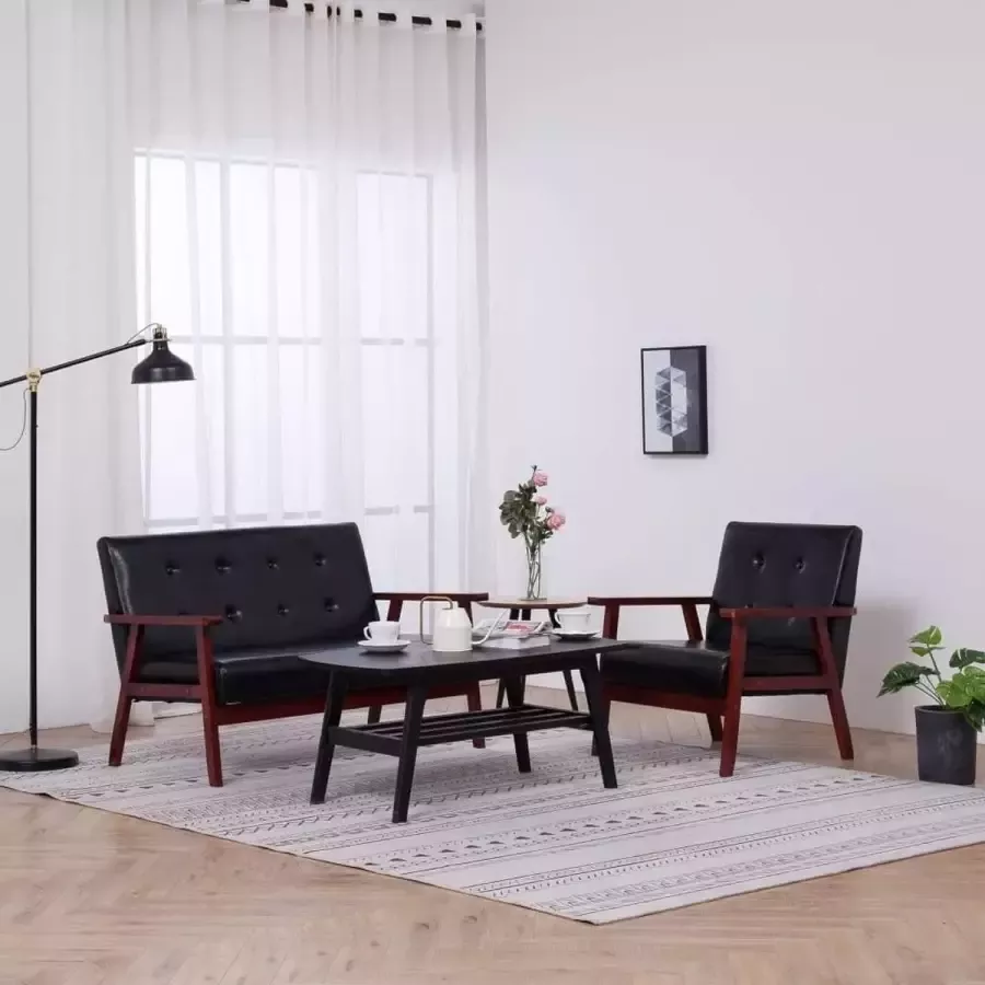 Medina 2-delig Bankstel kunstleer zwart