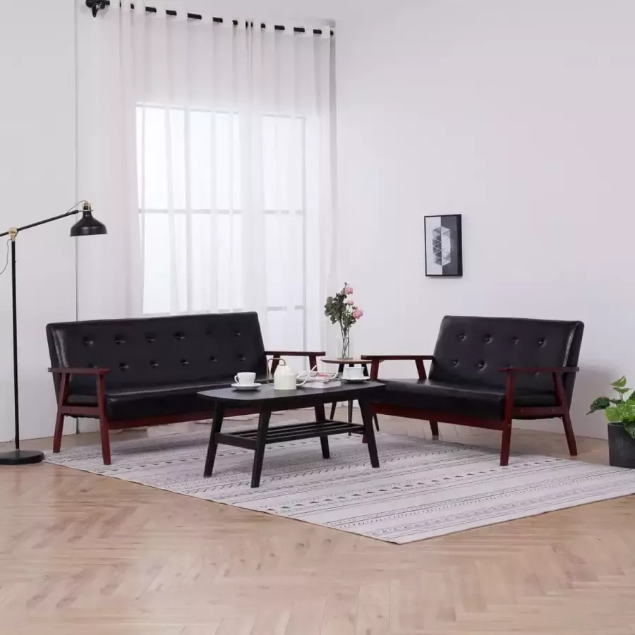 Medina 2-delig Bankstel kunstleer zwart