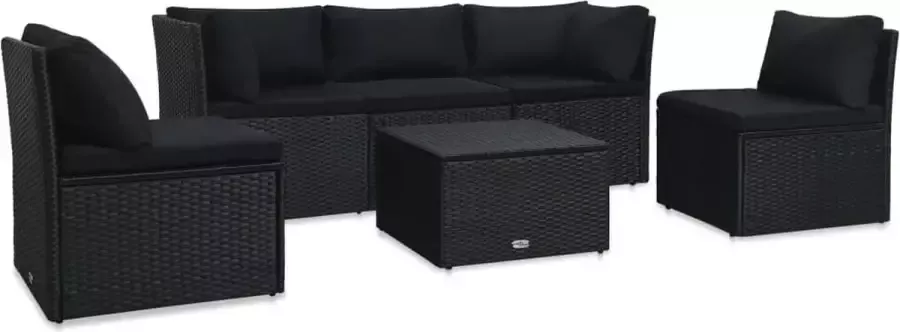 Medina 4-delige Loungeset met kussens poly rattan zwart