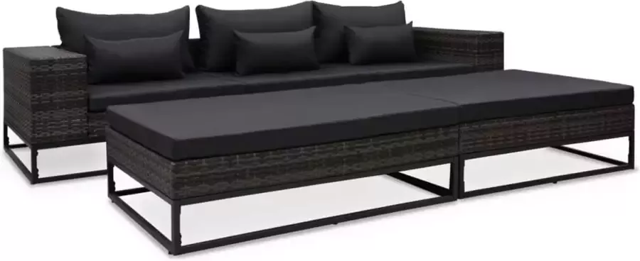 Medina 5-delige Loungeset met kussens poly rattan grijs