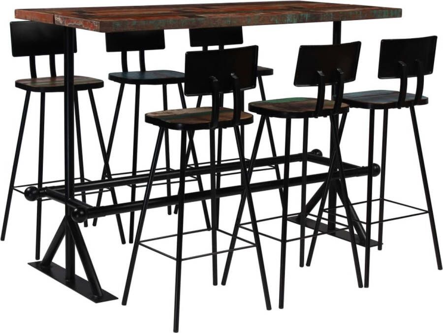 Medina 7-delige Barset massief gerecycled hout meerkleurig