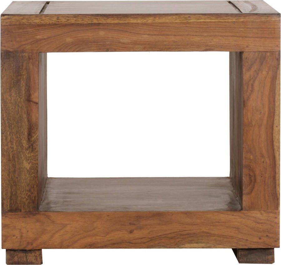 medina Auburn Salontafel Massief Houten Salontafel Nachtkastje Vierkante Salontafel Open Compartiment Sheesham Hout 50x50 cm