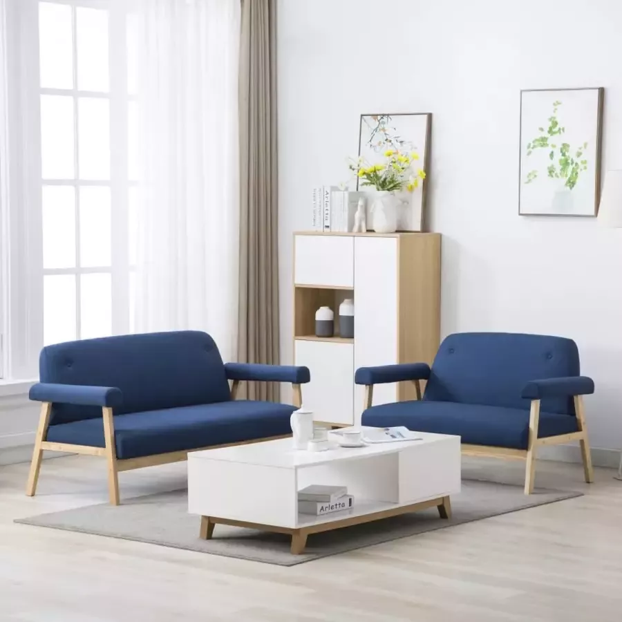 Medina Bankstel voor 5 personen stof blauw 2-delig