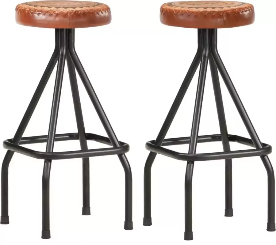 Medina Barkrukken 2 st echt leer canvas