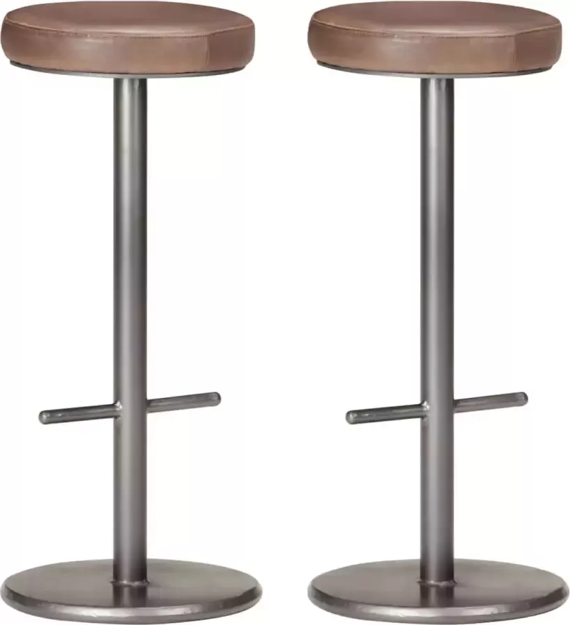 Medina Barkrukken 2 st echt leer verweerd bruin