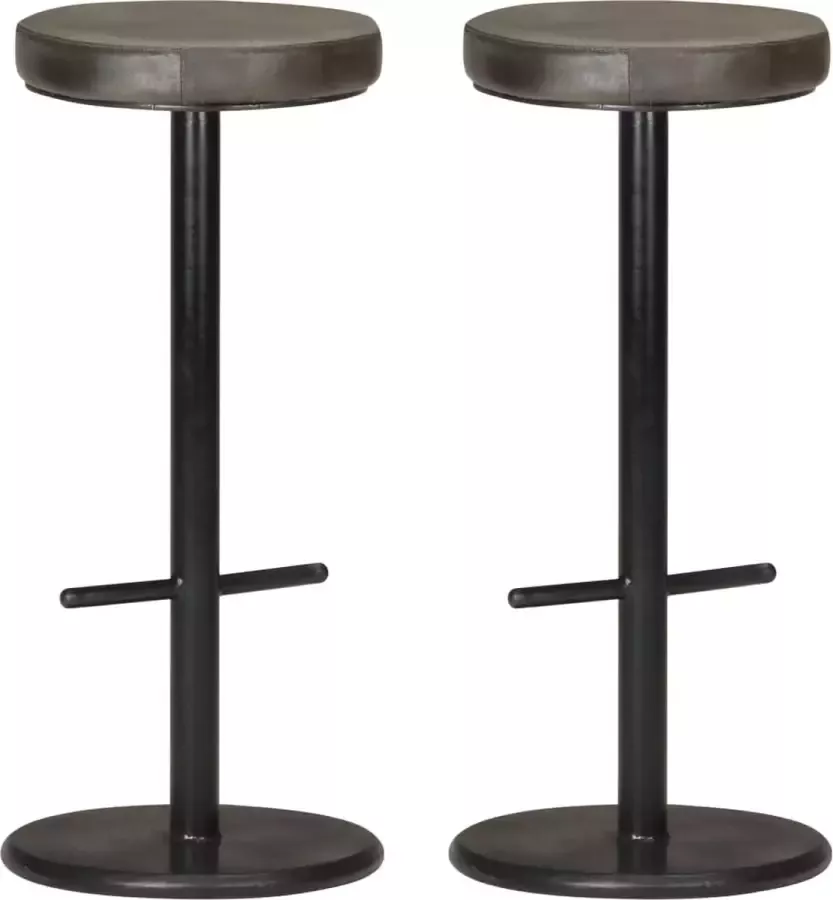 Medina Barkrukken 2 st echt leer verweerd grijs