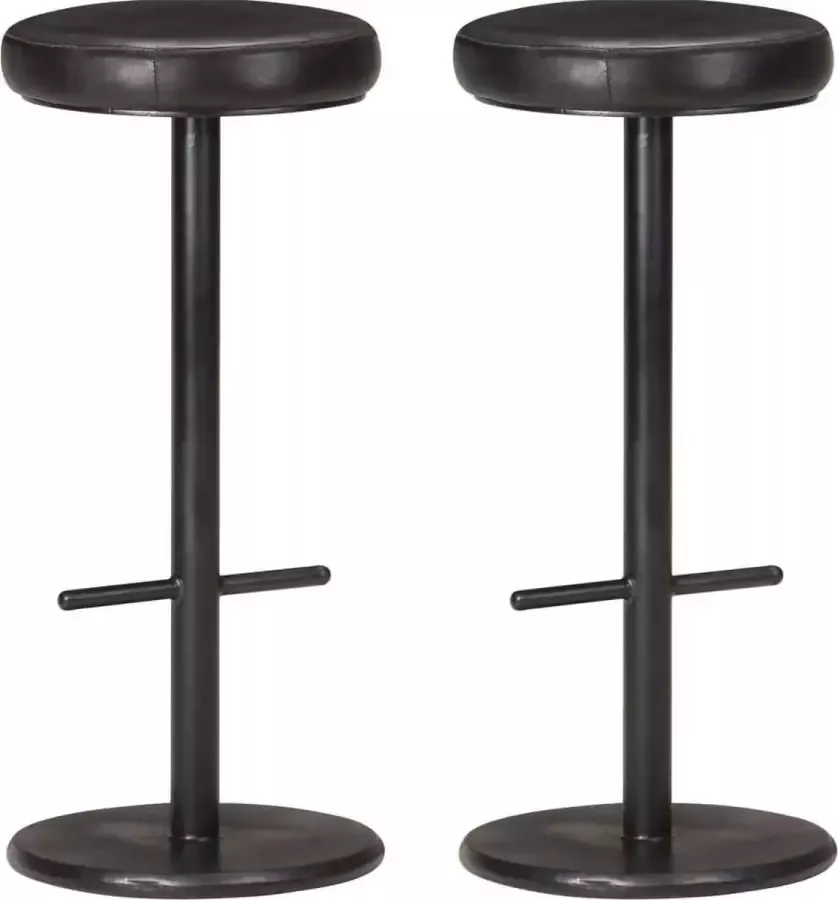 Medina Barkrukken 2 st echt leer zwart