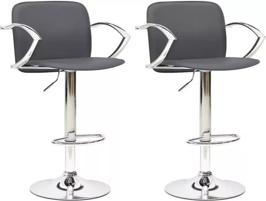 Medina Barkrukken 2 st kunstleer grijs