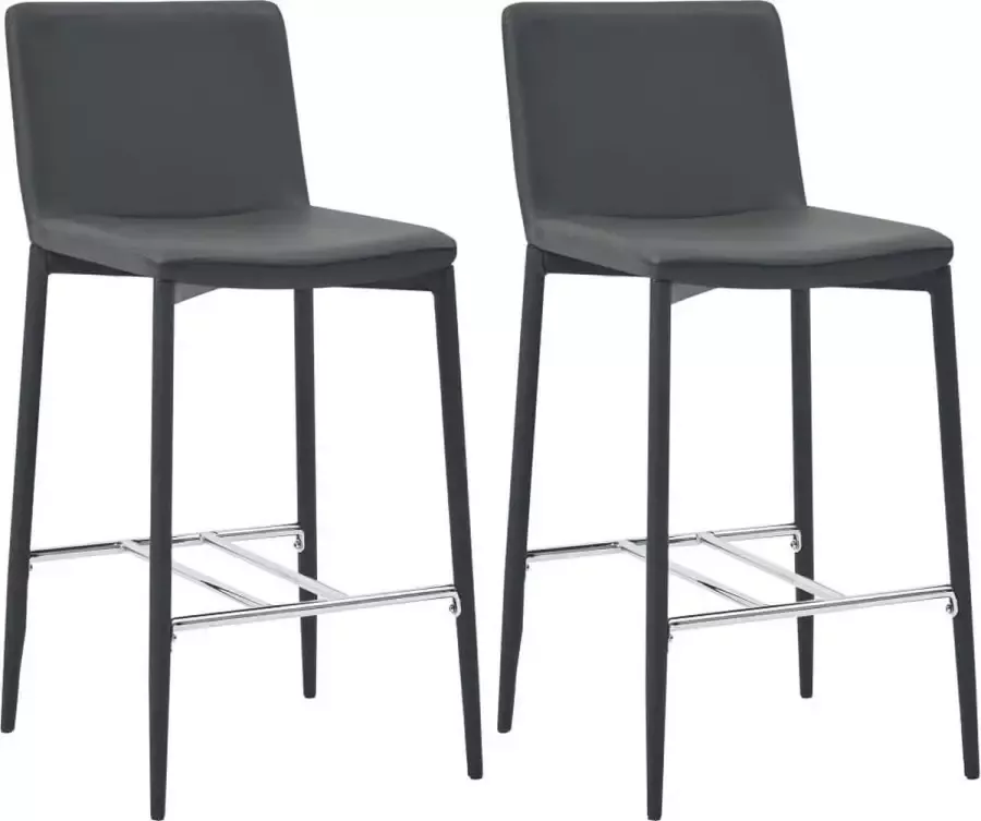 Medina Barkrukken 2 st kunstleer grijs