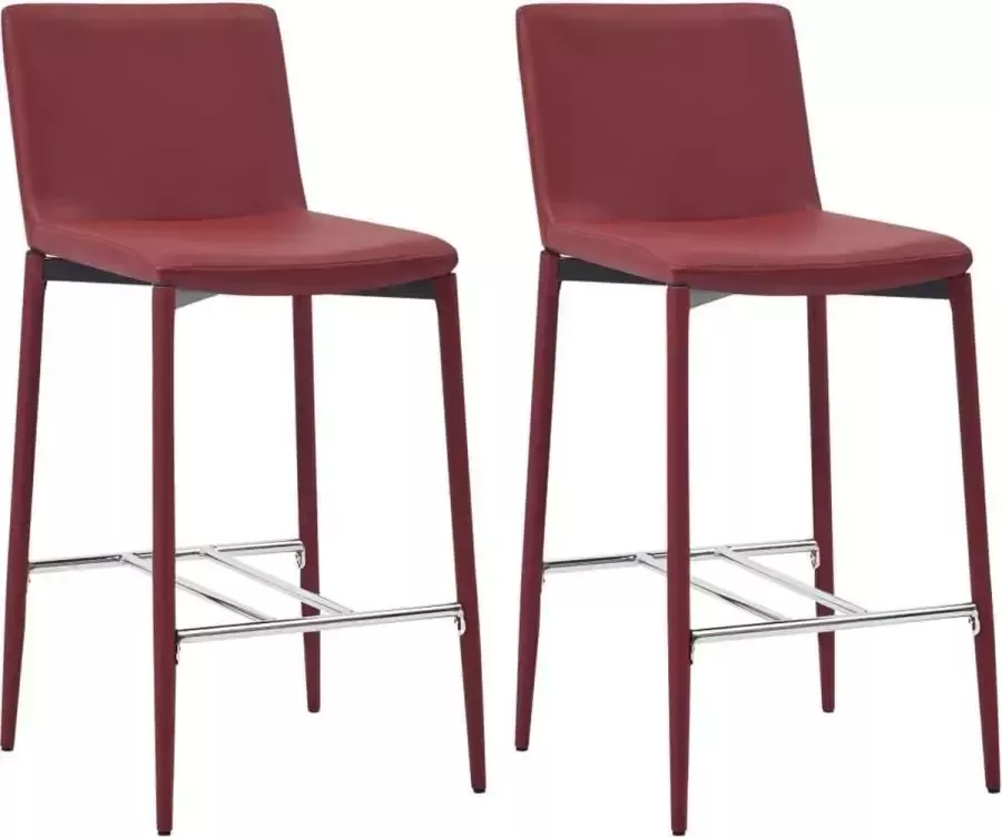 Medina Barkrukken 2 st kunstleer wijnrood