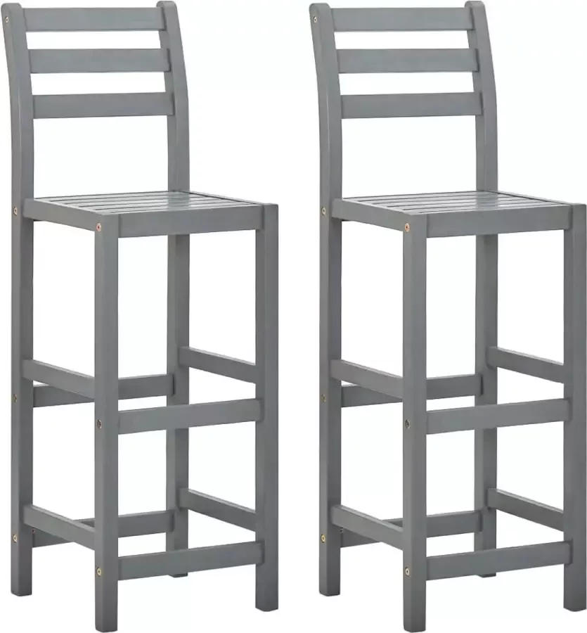 Medina Barkrukken 2 st massief acaciahout grijs