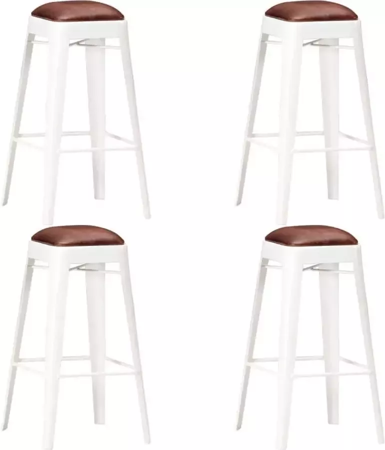 Medina Barkrukken 4 st echt leer wit