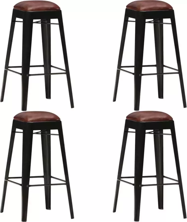 Medina Barkrukken 4 st echt leer zwart