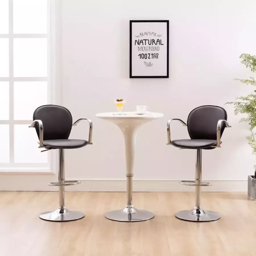 Medina Barkrukken met armleuning 2 st kunstleer bruin