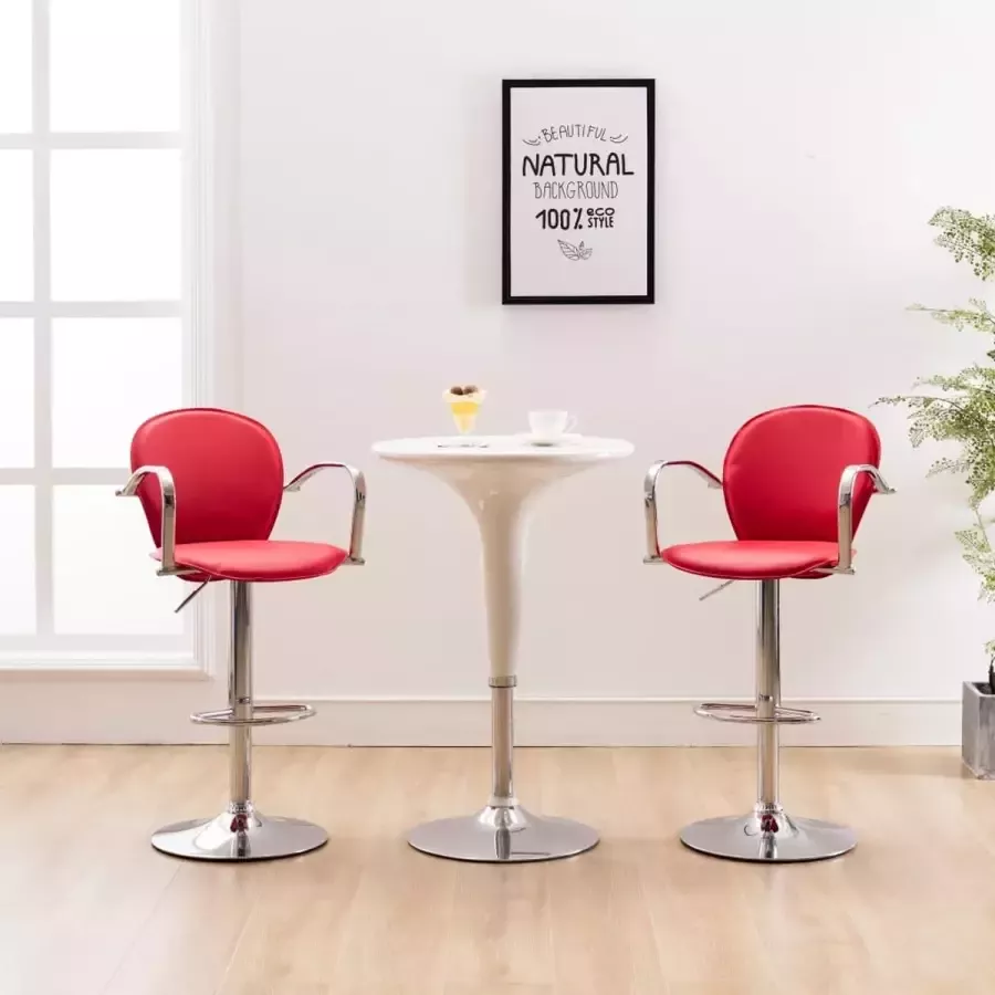 Medina Barkrukken met armleuning 2 st kunstleer rood