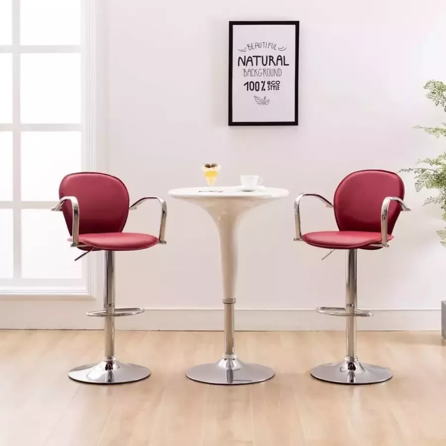 Medina Barkrukken met armleuning 2 st kunstleer wijnrood