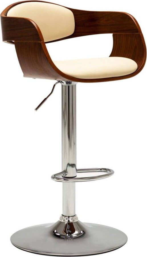 Medina Barstoel gebogen hout en kunstleer crème