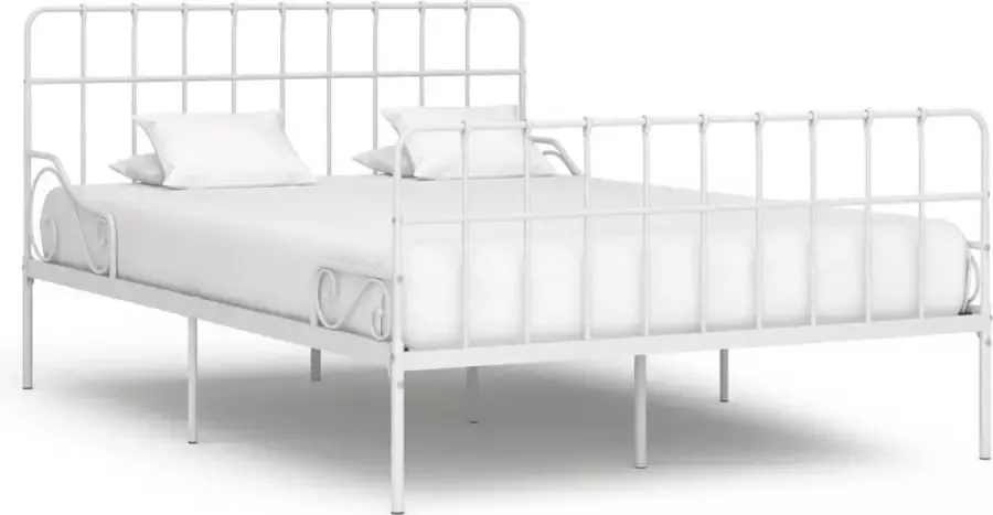 Medina Bedframe met lattenbodem metaal wit 140x200 cm