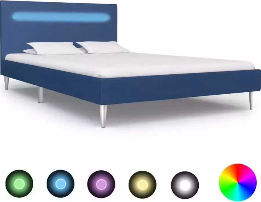 Medina Bedframe met LED stof blauw 120x200 cm