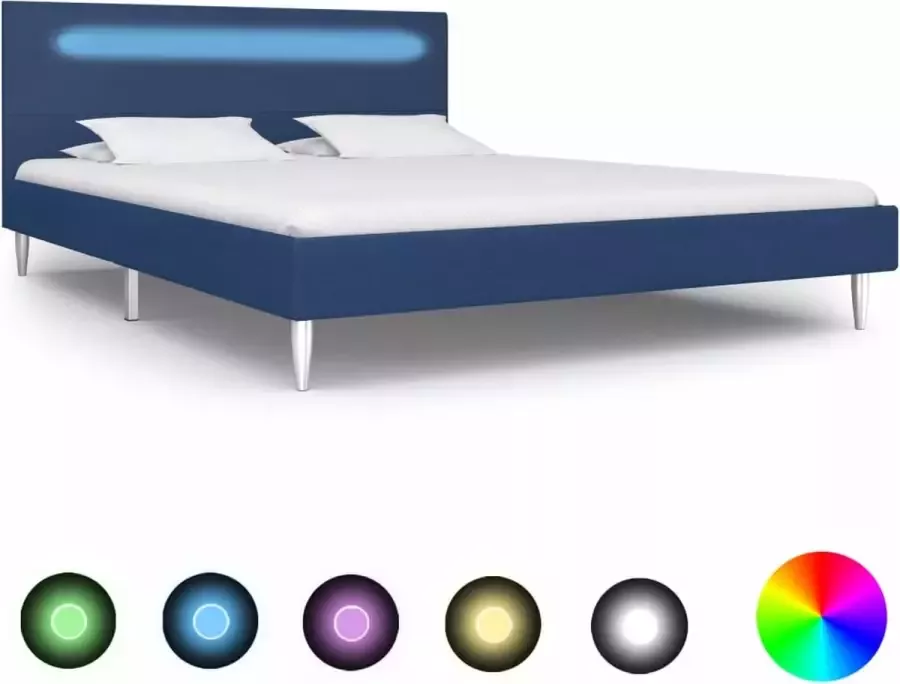 Medina Bedframe met LED stof blauw 140x200 cm