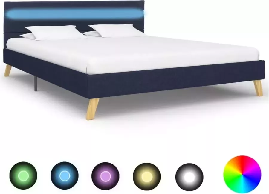 Medina Bedframe met LED stof blauw 140x200 cm