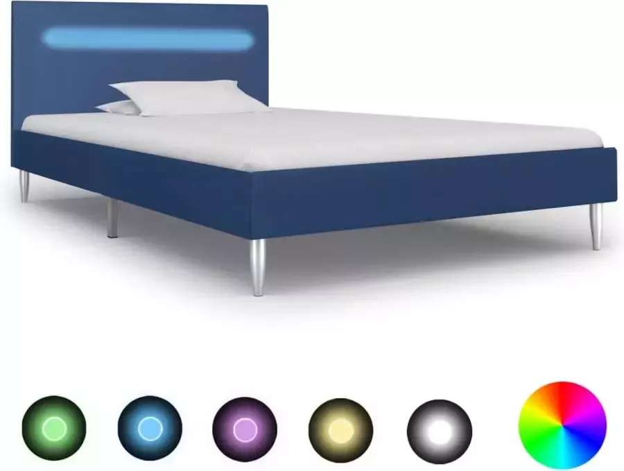 Medina Bedframe met LED stof blauw 90x200 cm