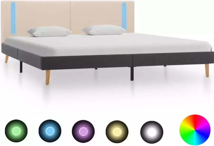 Medina Bedframe met LED stof crème en donkergrijs 180x200 cm