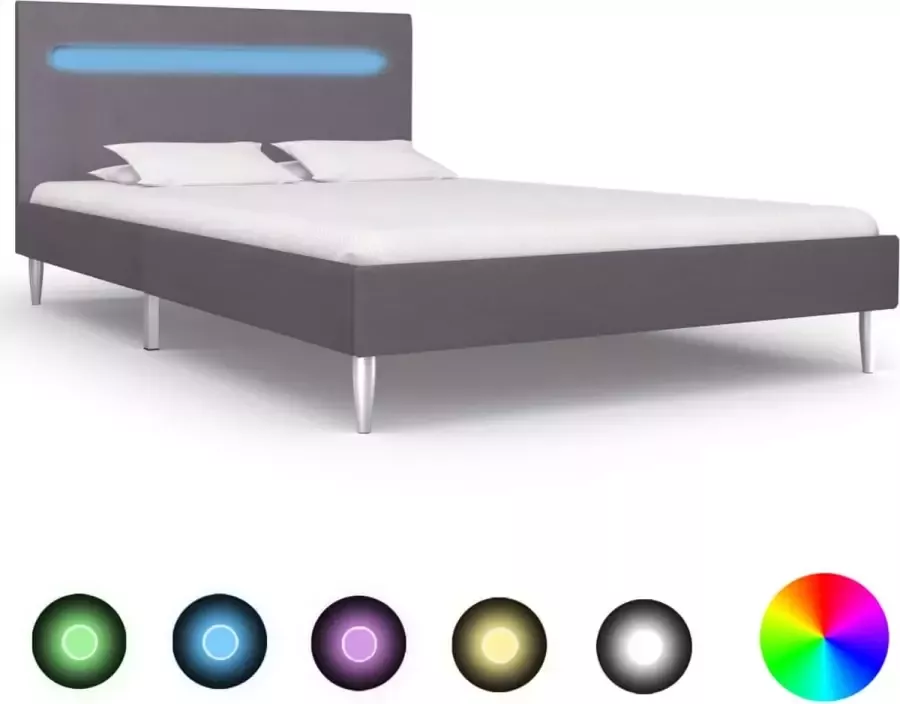 Medina Bedframe met LED stof grijs 120x200 cm