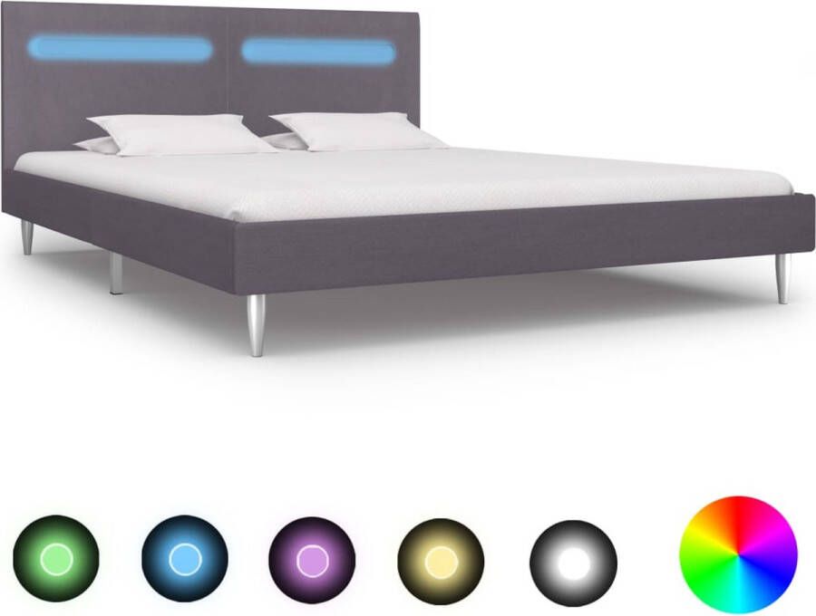 medina Bedframe met LED stof grijs 160x200 cm