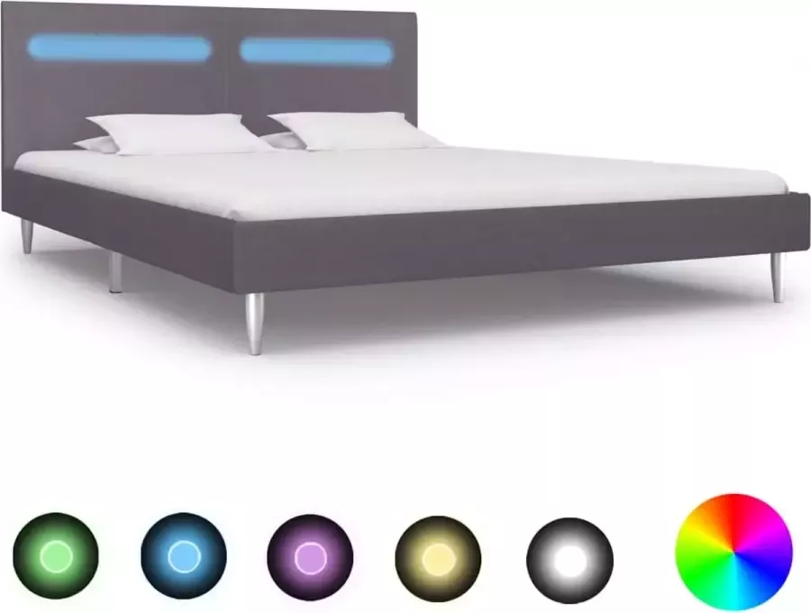 Medina Bedframe met LED stof grijs 160x200 cm