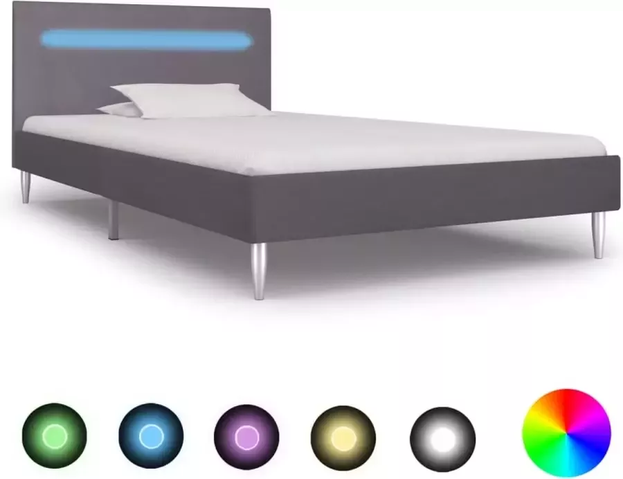 Medina Bedframe met LED stof grijs 90x200 cm